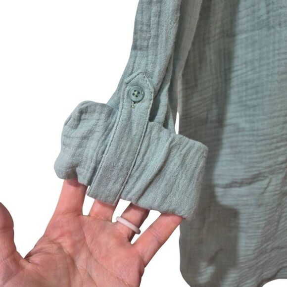 Anne Klein Women's Sage Green Cotton Gauze Button Down Shirt NEW NWOT - Picture 5 of 12